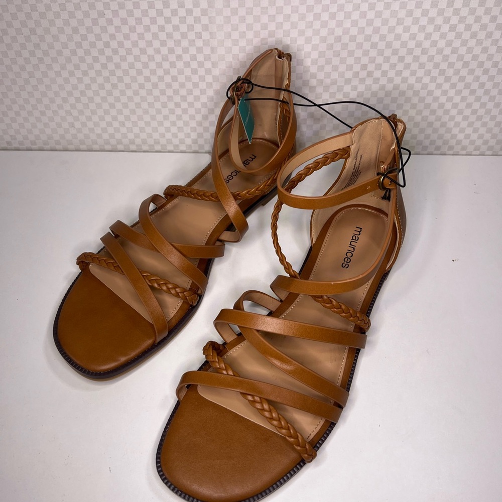 Maurice’s Fox Brown Braided‎ Gladiator SANDALS - Size 9.5 BRAND NEW WITH TAG